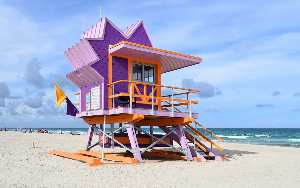 Colorful lifeguard stand on Miami Beach